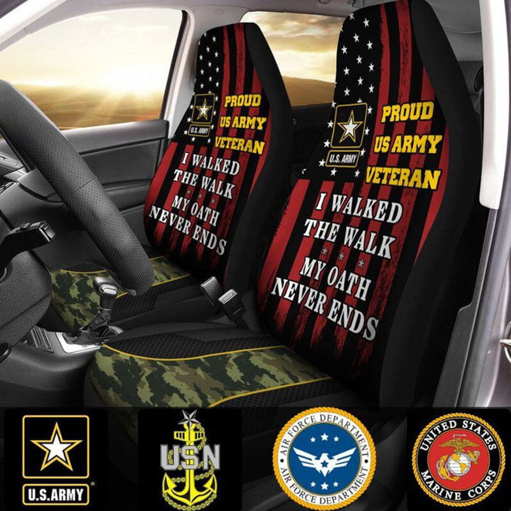 Proud US Army Veteran Car Seat Covers Camo I Walked The Walk My Oath Never Ends Merch Proud US Army Veteran Car Seat Covers Camo I Walked The Walk My Oath Never Ends Merch