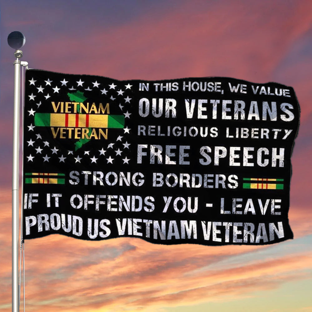Proud U.S Vietnam Veteran Flag In This House We Value Our Veteran Patriotic Home Decor
