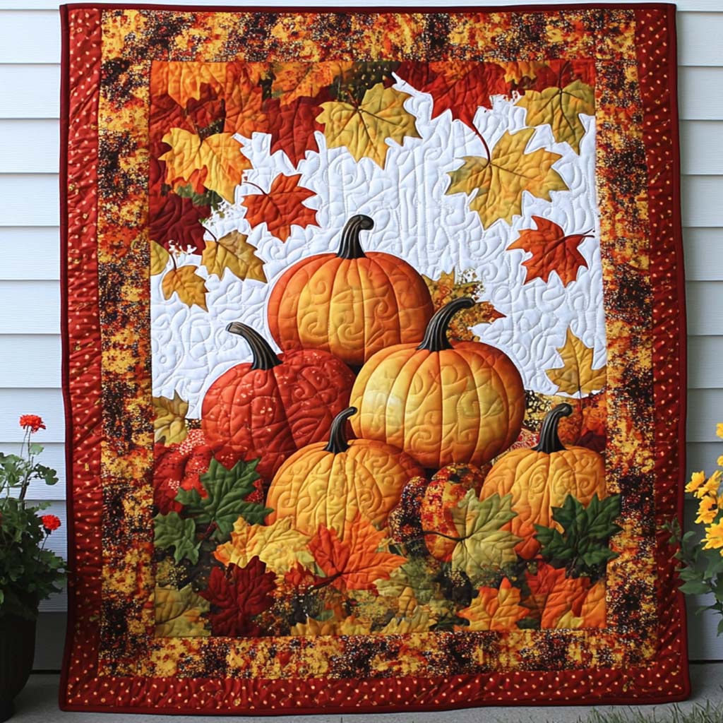 Pumpkin Country Walk Quilted Blanket Cute Colorful Blanket Good Fall Gifts Pumpkin Country Walk Quilted Blanket Cute Colorful Blanket Good Fall Gifts