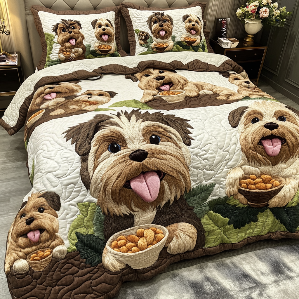 Puppy Dreams Quilted Bedding Set Duvet Cover Bed Sheet Set Dog Lover Yorkshire Themed Gifts Puppy Dreams Quilted Bedding Set Duvet Cover Bed Sheet Set Dog Lover Yorkshire Themed Gifts