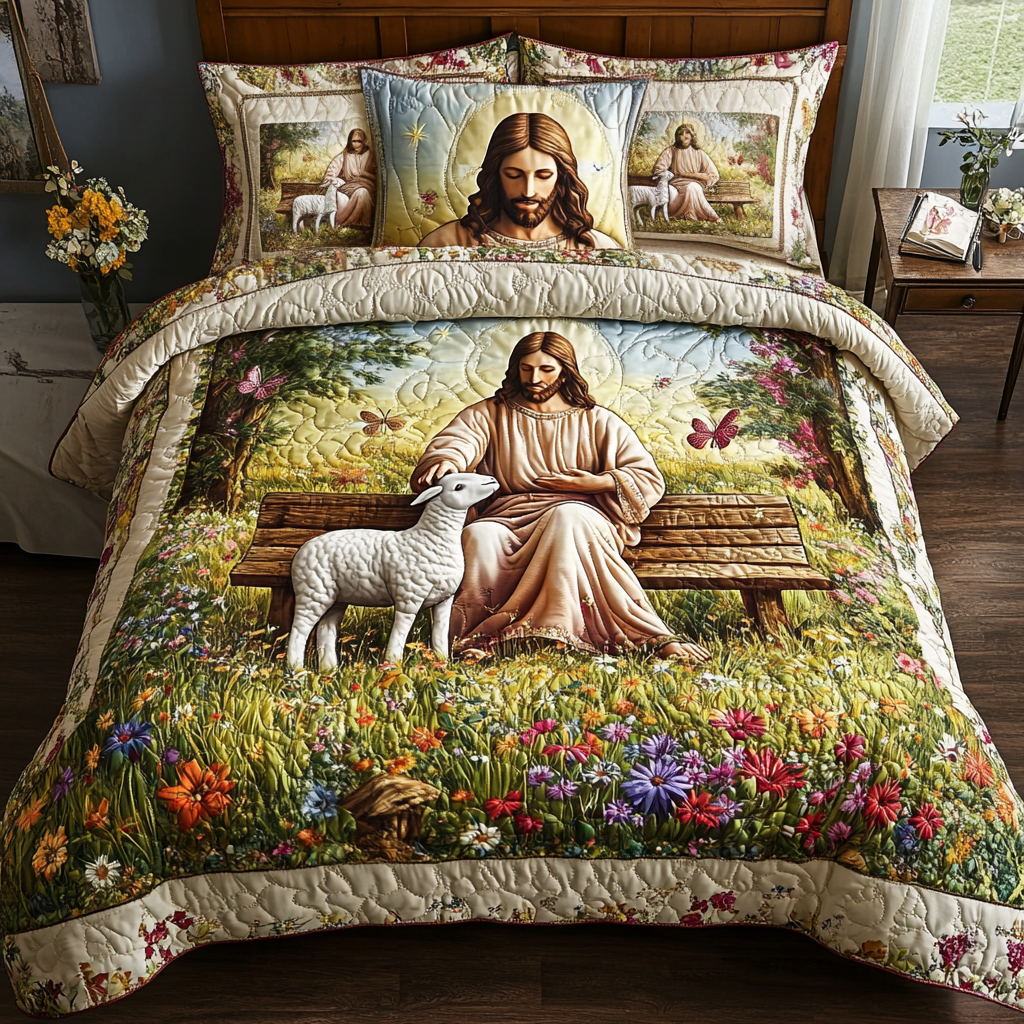 Pure Lamb Quilted Bedding Set Duvet Cover Merch Faith Based Gifts For Her Pure Lamb Quilted Bedding Set Duvet Cover Merch Faith Based Gifts For Her