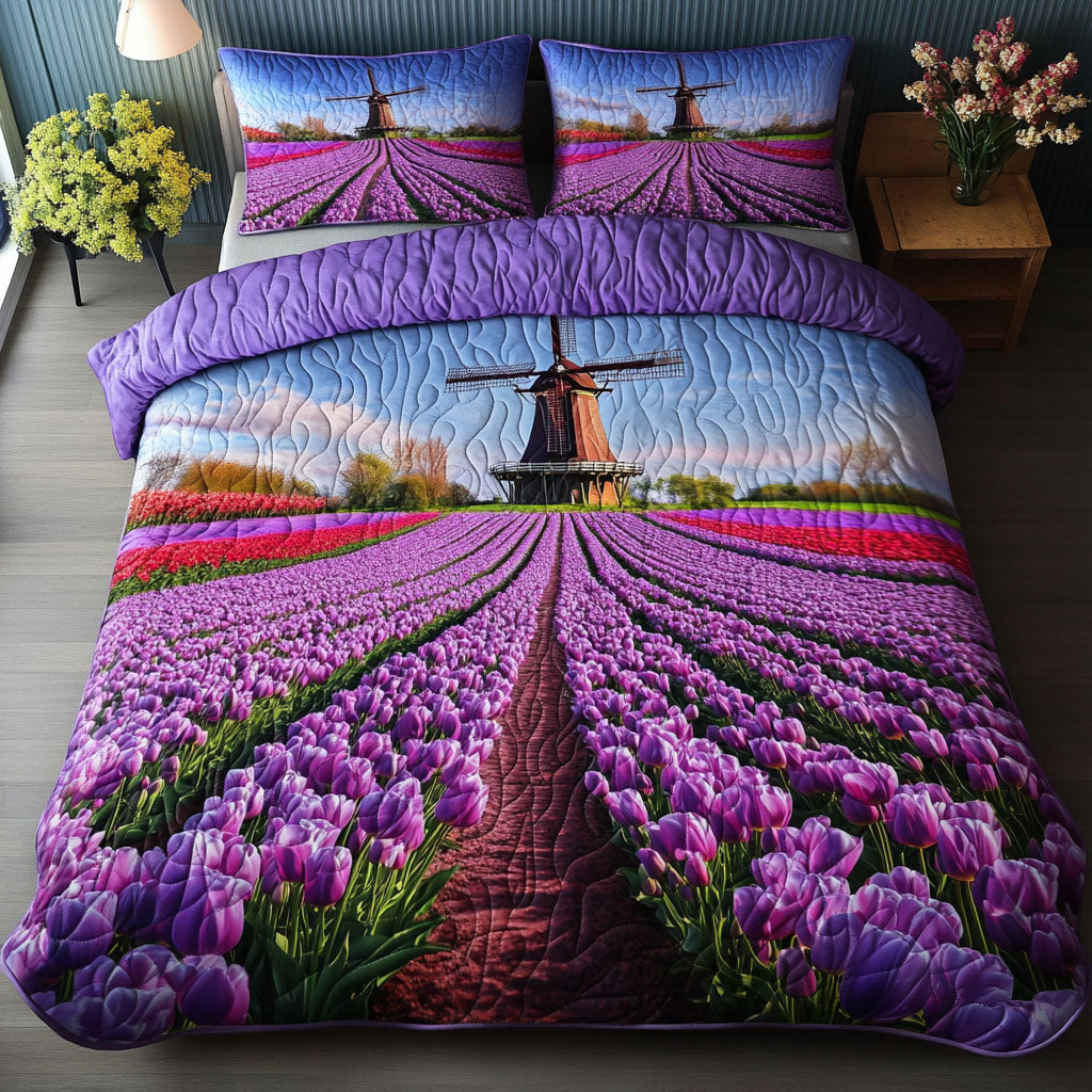Purple Bloomscape Quilted Bedding Set Duvet Cover Bed Sheet Set Gifts For The Flower Tulip Lover Purple Bloomscape Quilted Bedding Set Duvet Cover Bed Sheet Set Gifts For The Flower Tulip Lover