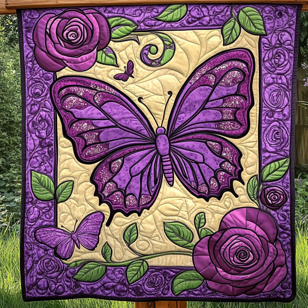 Purple Elegance Quilted Blanket Sofa Throw Blanket Novelty Butterfly Gifts Christmas
