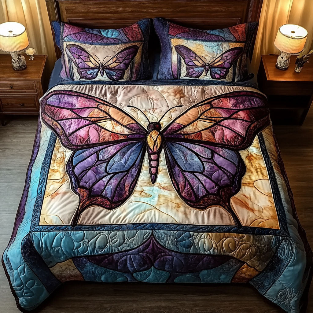Purple Flight Quilted Bedding Set Duvet Cover Bed Sheet Set Butterfly Gifts For Girlfriend Purple Flight Quilted Bedding Set Duvet Cover Bed Sheet Set Butterfly Gifts For Girlfriend