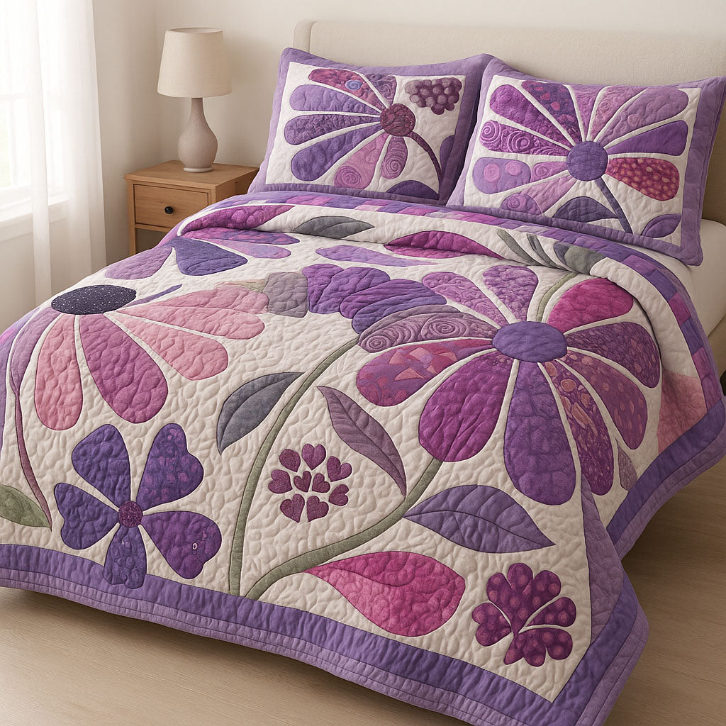 Purple Garden Quilted Bedding Set Duvet Cover Merch Gifts For Flower Lovers For Her Purple Garden Quilted Bedding Set Duvet Cover Merch Gifts For Flower Lovers For Her