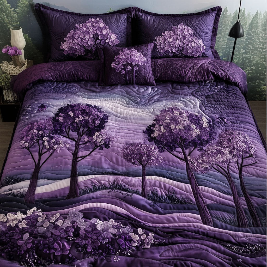 Purple Horizons Quilted Bedding Set Duvet Cover Bedspreads Gifts For Flower Lovers Purple Horizons Quilted Bedding Set Duvet Cover Bedspreads Gifts For Flower Lovers