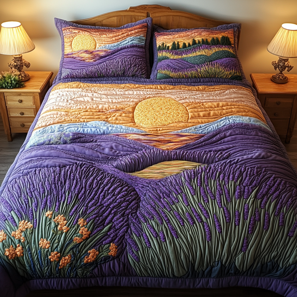 Purple Meadow Quilted Bedding Set Duvet Cover Bedspreads Sunflower Gifts For Women Purple Meadow Quilted Bedding Set Duvet Cover Bedspreads Sunflower Gifts For Women