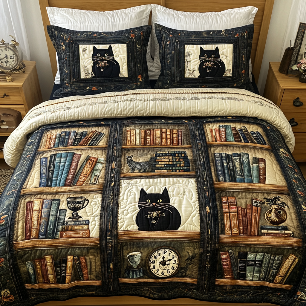 Purrfect Reads Quilted Bedding Set Duvet Cover Bedspread Cat Present Ideas Purrfect Reads Quilted Bedding Set Duvet Cover Bedspread Cat Present Ideas