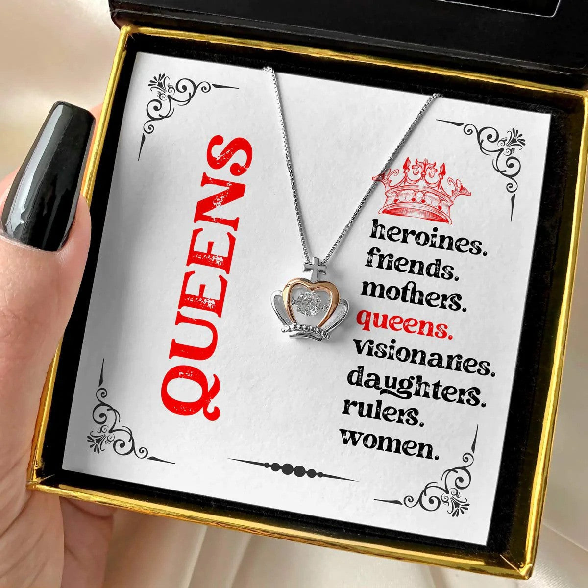 Queens Women Crown Pendant Necklace Sterling Silver Queen Crown Necklace Mother's Day Gifts For Wife Queens Women Crown Pendant Necklace Sterling Silver Queen Crown Necklace Mother's Day Gifts For Wife