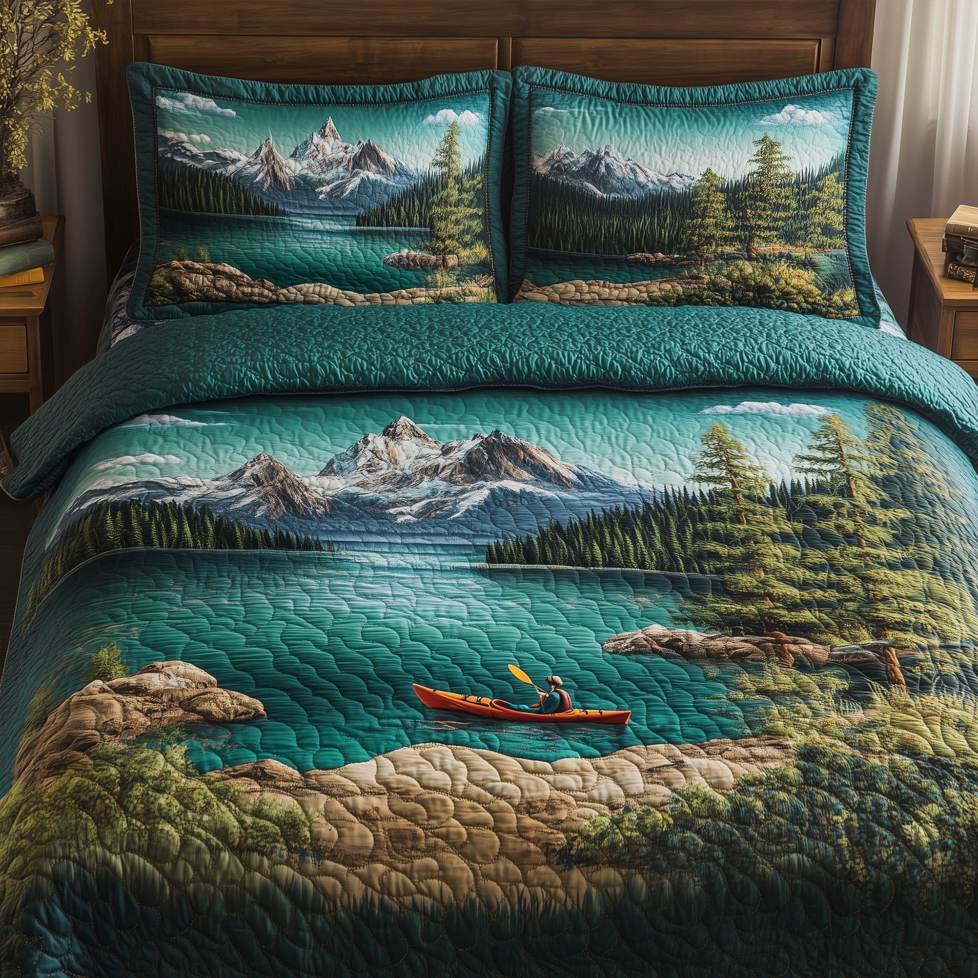 Quiet Quest Quilted Bedding Set Duvet Cover Bed Sheet Set Gift For Kayak Lover Quiet Quest Quilted Bedding Set Duvet Cover Bed Sheet Set Gift For Kayak Lover
