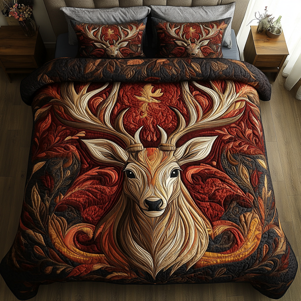 Quiet Stag Quilted Bedding Set Duvet Cover Bed Sheet Set Christmas Gifts For A Deer Hunter Quiet Stag Quilted Bedding Set Duvet Cover Bed Sheet Set Christmas Gifts For A Deer Hunter