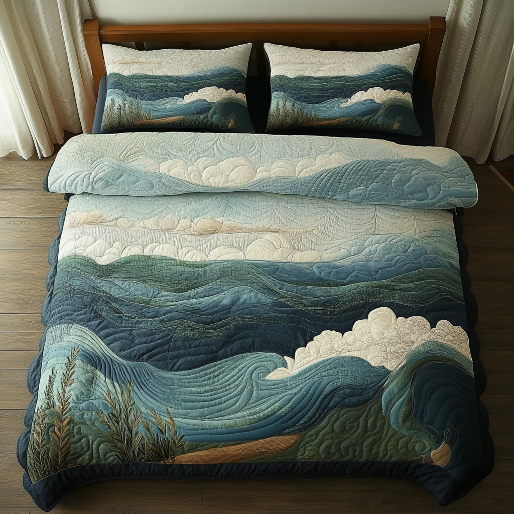 Quiet Tides Quilted Bedding Set Duvet Cover Bed Sheet Set Beach Themed Gift Ideas Quiet Tides Quilted Bedding Set Duvet Cover Bed Sheet Set Beach Themed Gift Ideas