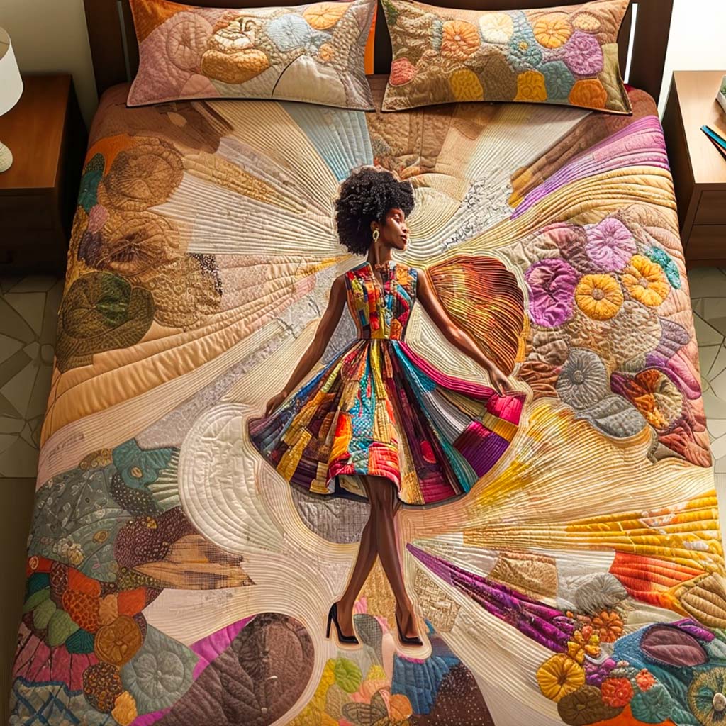 Radiant Dancer Quilted Bedding Set Duvet Cover Bed Sheet Set Gifts For Black History Month Radiant Dancer Quilted Bedding Set Duvet Cover Bed Sheet Set Gifts For Black History Month