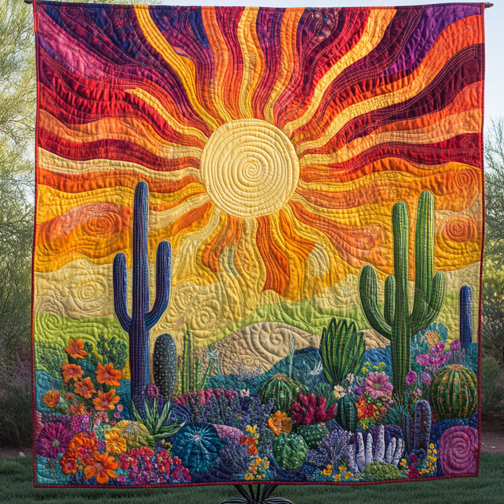 Radiant Horizon Quilted Blanket Cute Colorful Blanket Great Cactus Themed Gifts Shunshine Radiant Horizon Quilted Blanket Cute Colorful Blanket Great Cactus Themed Gifts Shunshine