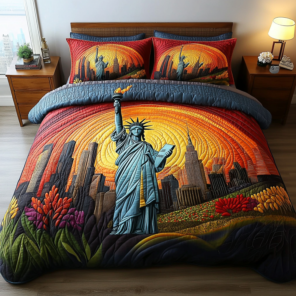 Radiant Statue of Liberty Quilted Bedding Set Duvet Cover Bedspread Christmas Gifts For Siblings Radiant Statue of Liberty Quilted Bedding Set Duvet Cover Bedspread Christmas Gifts For Siblings