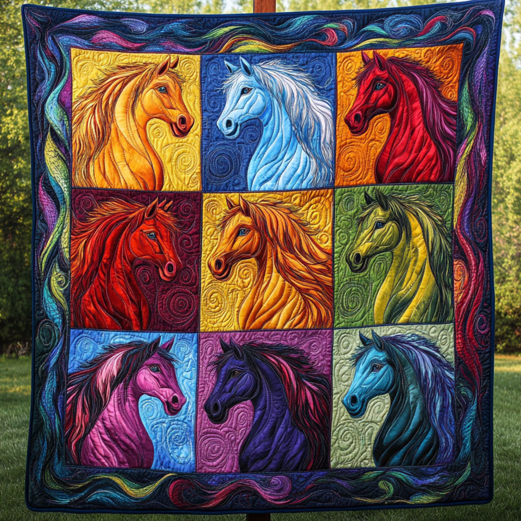 Rainbow Herd Quilted Blanket Sofa Throw Blanket Gifts For Horse Lovers Woman Rainbow Herd Quilted Blanket Sofa Throw Blanket Gifts For Horse Lovers Woman