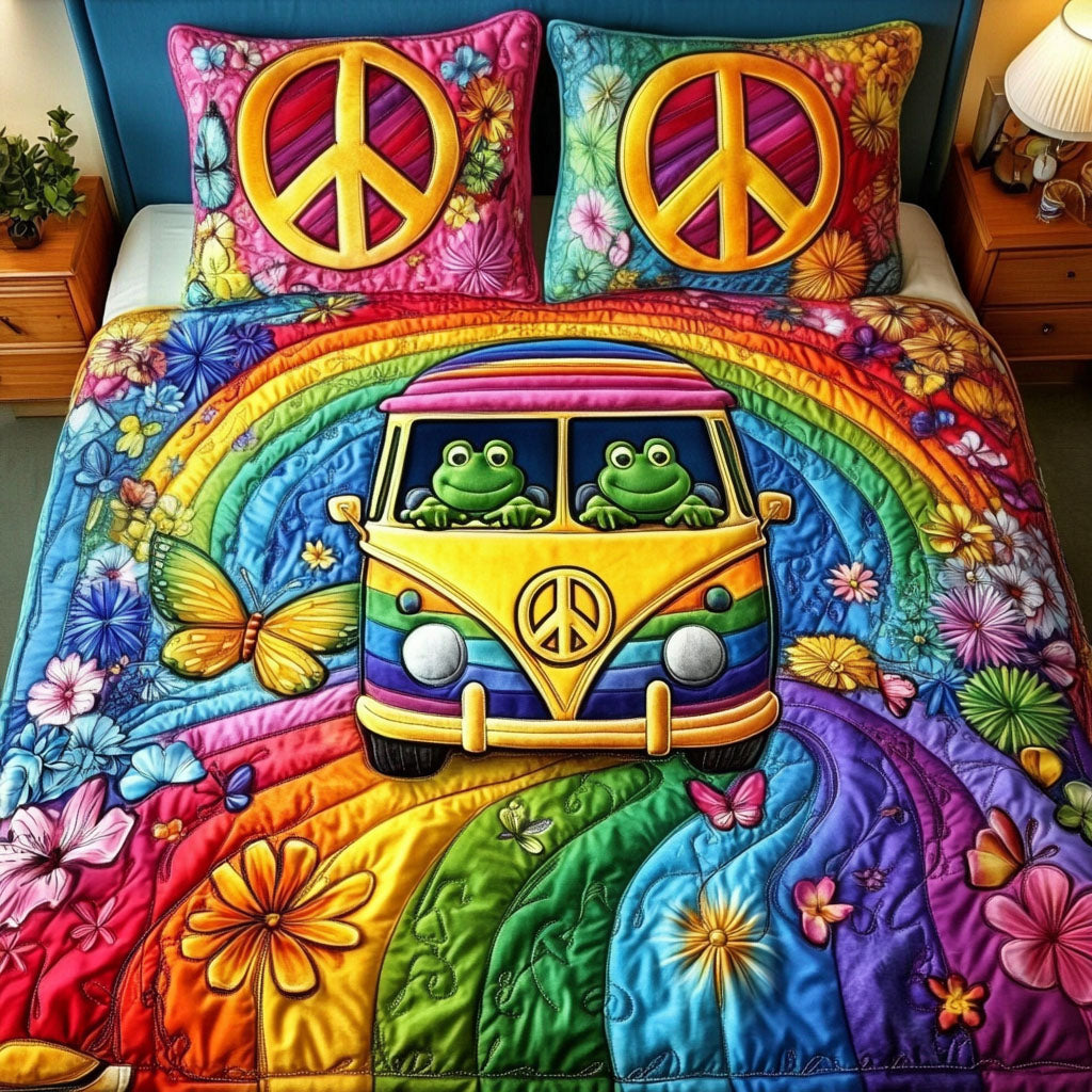 Rainbow Roadtrip Quilted Bedding Set Duvet Cover Bed Sheet Set Best Christmas Gifts For Hippies Rainbow Roadtrip Quilted Bedding Set Duvet Cover Bed Sheet Set Best Christmas Gifts For Hippies