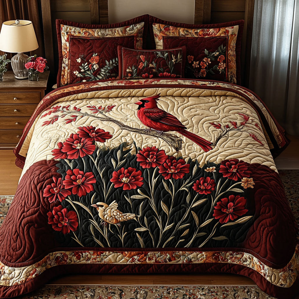 Red Carnations of Buckeye State Quilted Bedding Set Duvet Cover Bedspread Cardinal Gifts For Friend Red Carnations of Buckeye State Quilted Bedding Set Duvet Cover Bedspread Cardinal Gifts For Friend