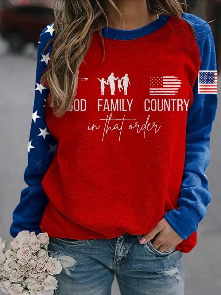 Red Charlie Kirk Sweatshirt God Family Country In That Order Apparel Patriotic Red Charlie Kirk Sweatshirt God Family Country In That Order Apparel Patriotic