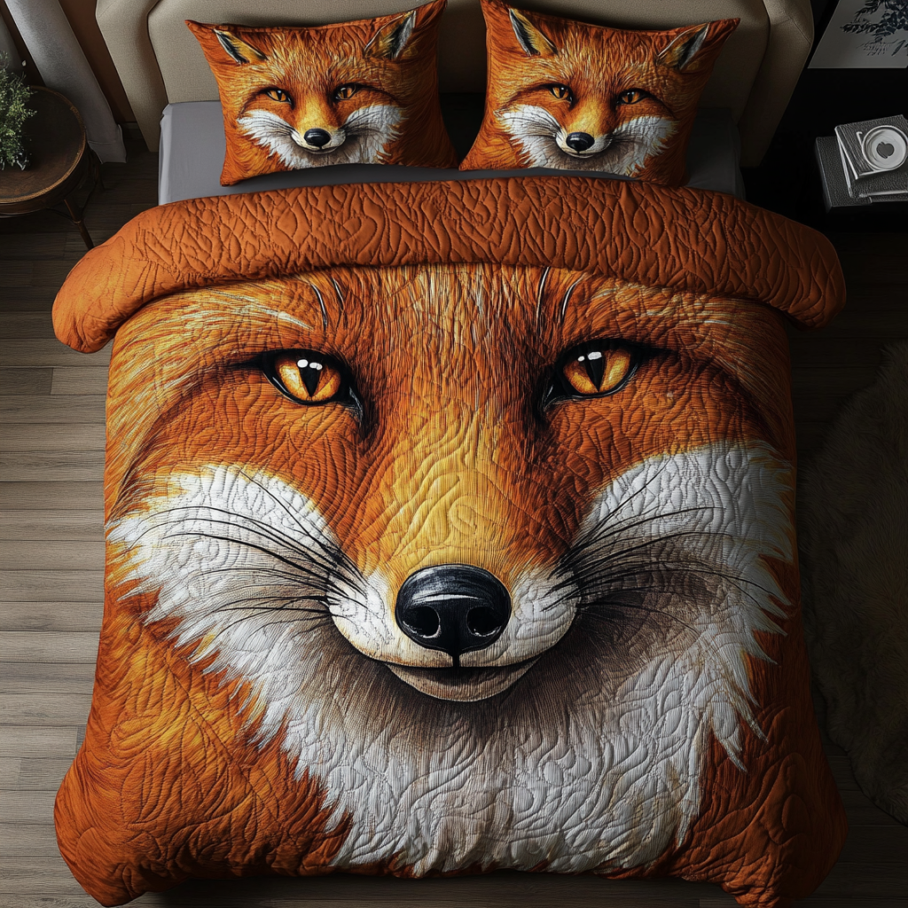 Red Fox Adventure Quilted Bedding Set Duvet Cover Bedspread Fox Gifts For Him Her Red Fox Adventure Quilted Bedding Set Duvet Cover Bedspread Fox Gifts For Him Her