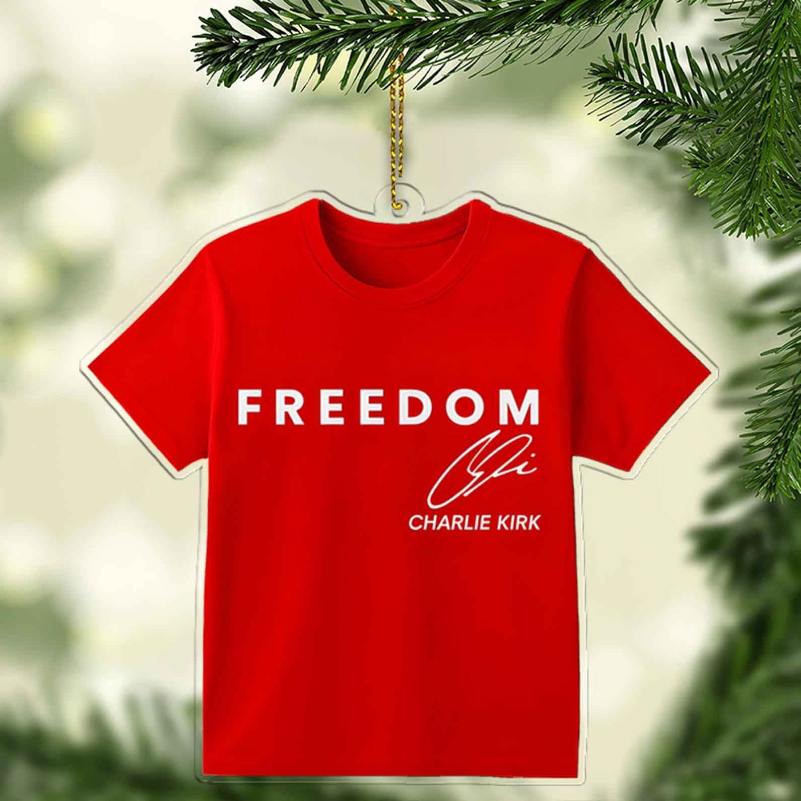 Red Freedom Charlie Kirk Christmas Ornament Xmas Tree Decoration Gifts For Patriots Red Freedom Charlie Kirk Christmas Ornament Xmas Tree Decoration Gifts For Patriots