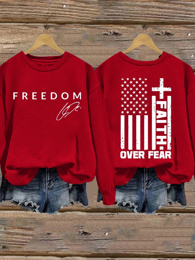 Red Freedom Charlie Kirk Hoodie Faith Over Fear Hoodie Patriotic Gifts For Sister Red Freedom Charlie Kirk Hoodie Faith Over Fear Hoodie Patriotic Gifts For Sister