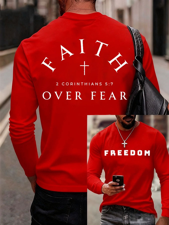 Red Freedom Charlie Kirk Long Sleeve Shirt Faith Over Fear Shirt Gifts For MAGA Supporters Red Freedom Charlie Kirk Long Sleeve Shirt Faith Over Fear Shirt Gifts For MAGA Supporters