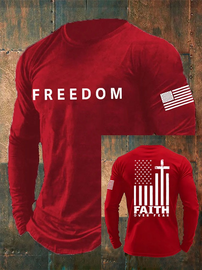 Red Freedom Charlie Kirk Long Sleeve Shirt Faith Over Fear Shirt Gifts For Trump Lovers Red Freedom Charlie Kirk Long Sleeve Shirt Faith Over Fear Shirt Gifts For Trump Lovers