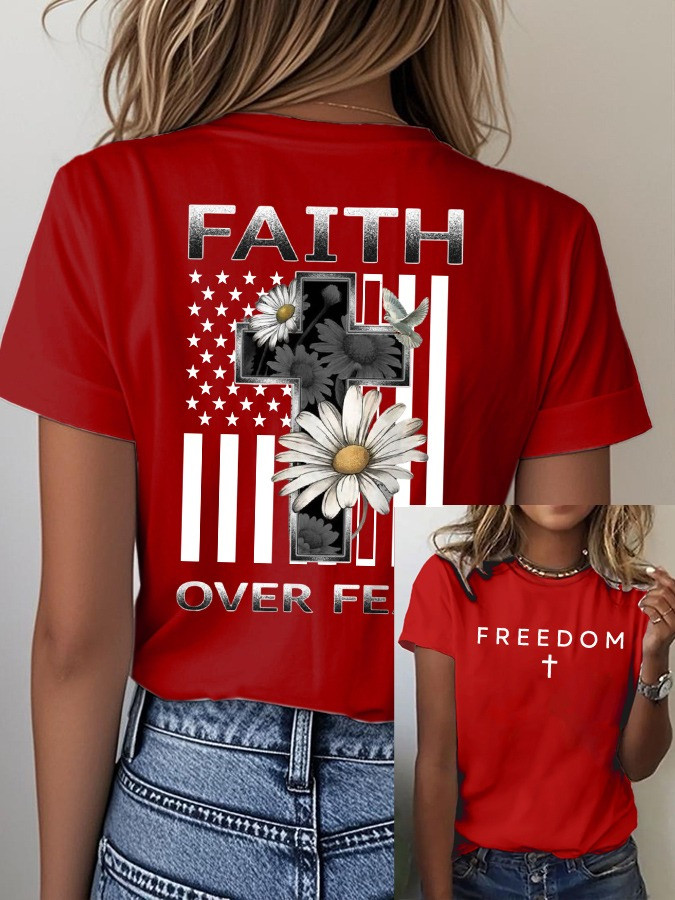 Red Freedom Charlie Kirk Shirt Faith Over Fear Shirt Gifts For MAGA Supporters Red Freedom Charlie Kirk Shirt Faith Over Fear Shirt Gifts For MAGA Supporters
