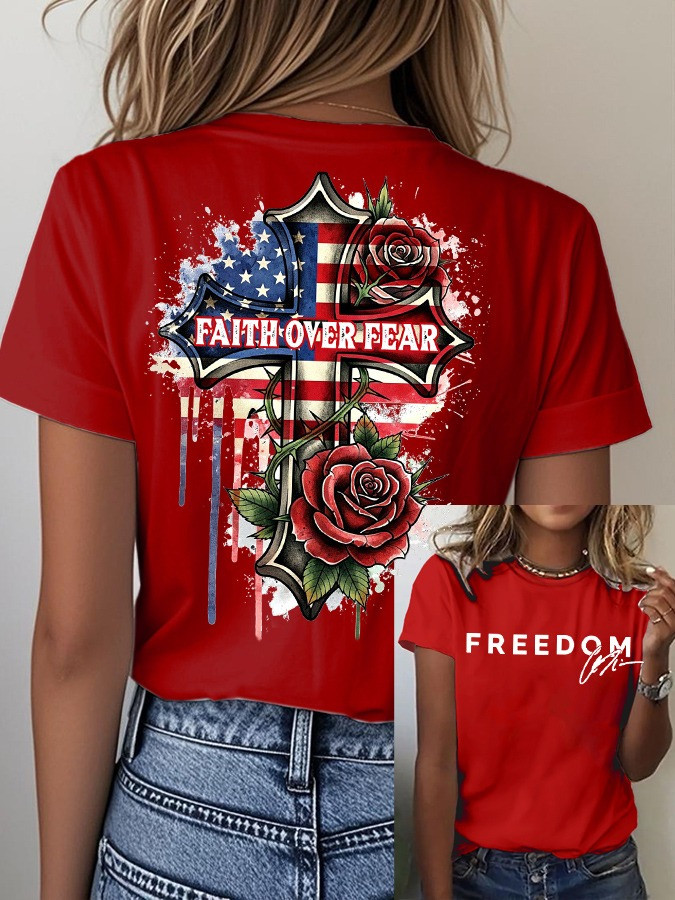 Red Freedom Charlie Kirk Shirt Faith Over Fear Shirt Patriotic Gifts For Sister Red Freedom Charlie Kirk Shirt Faith Over Fear Shirt Patriotic Gifts For Sister