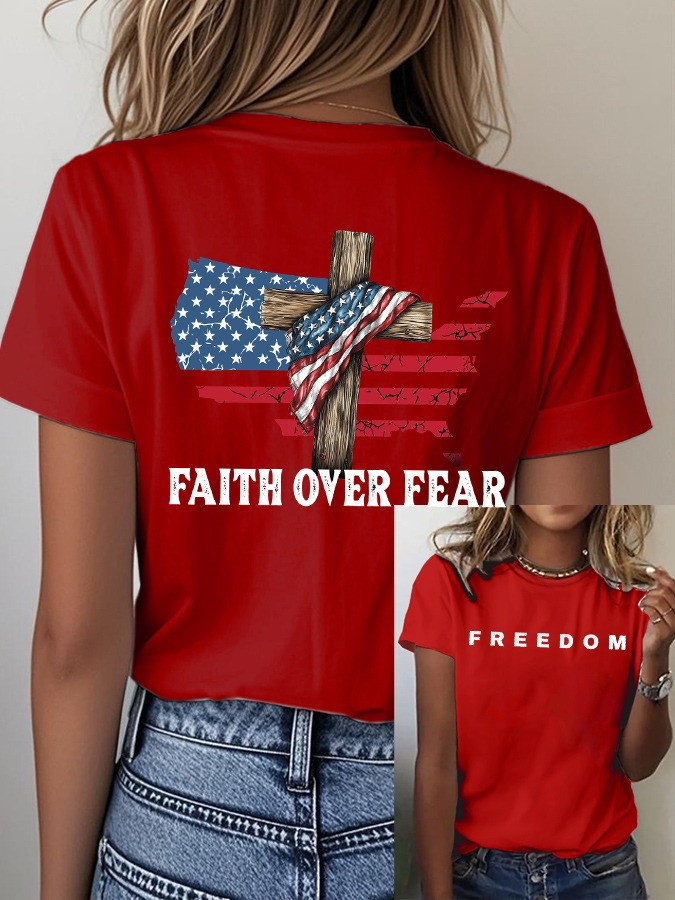 Red Freedom Charlie Kirk Shirt Faith Over Fear Shirt Patriotic Gifts For Wife Red Freedom Charlie Kirk Shirt Faith Over Fear Shirt Patriotic Gifts For Wife