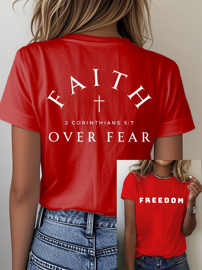 Red Freedom Charlie Kirk Shirt Faith Over Fear T-Shirt Patriotic Gifts For Friend Red Freedom Charlie Kirk Shirt Faith Over Fear T-Shirt Patriotic Gifts For Friend