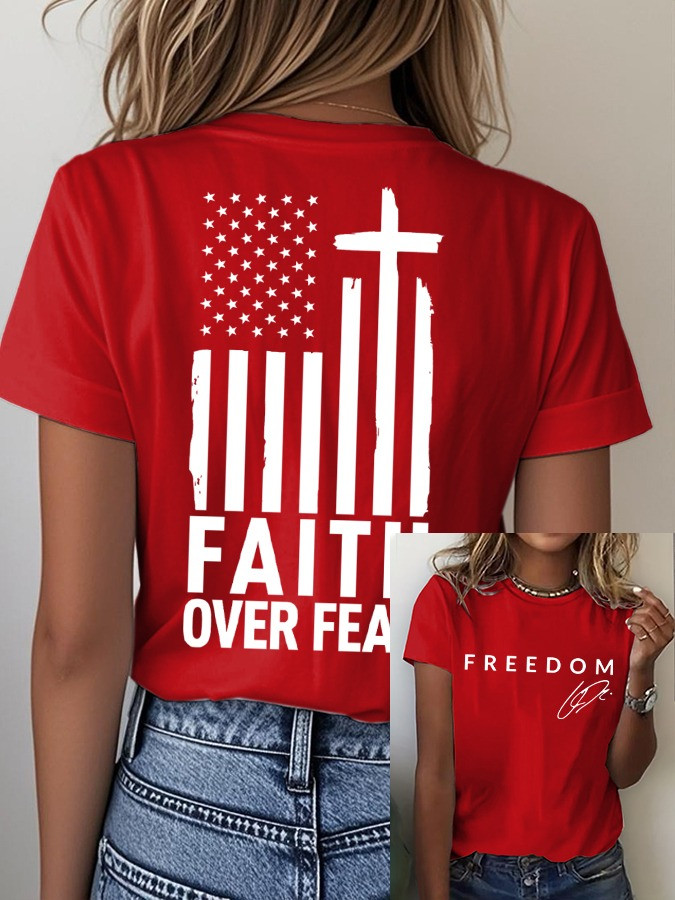 Red Freedom Charlie Kirk Shirt Faith Over Fear T-Shirt Signed CK Apparel Gifts For Patriots