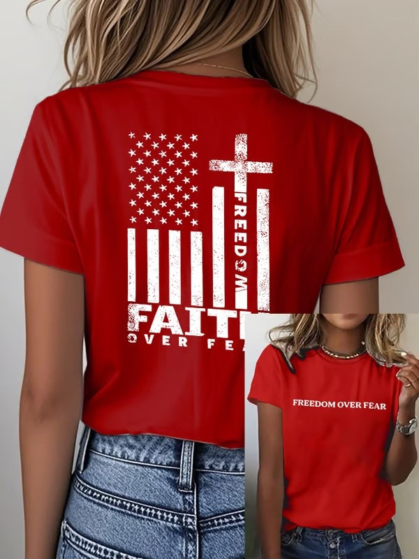 Red Freedom Charlie Kirk Shirt Freedom Faith Over Fear T-Shirt Patriotic Gifts For Her Red Freedom Charlie Kirk Shirt Freedom Faith Over Fear T-Shirt Patriotic Gifts For Her