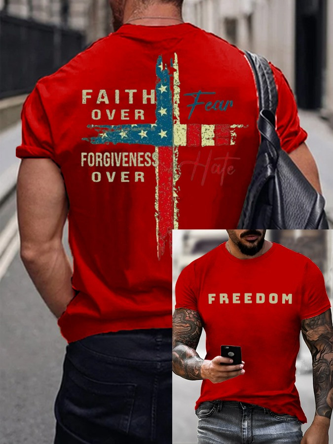 Red Freedom Charlie Kirk T-Shirt Faith Over Fear Forgiveness Over Hate Shirt Patriotic Gifts Red Freedom Charlie Kirk T-Shirt Faith Over Fear Forgiveness Over Hate Shirt Patriotic Gifts