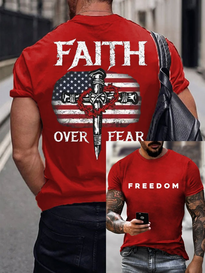 Red Freedom Charlie Kirk T-Shirt Faith Over Fear Shirt Gifts For MAGA Supporters Red Freedom Charlie Kirk T-Shirt Faith Over Fear Shirt Gifts For MAGA Supporters