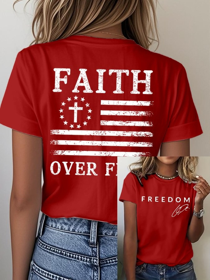 Red Freedom Charlie Kirk T-Shirt Faith Over Fear Shirt Gifts For Trump Supporters Red Freedom Charlie Kirk T-Shirt Faith Over Fear Shirt Gifts For Trump Supporters