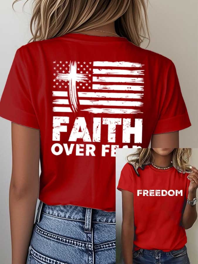 Red Freedom Charlie Kirk T-Shirt Faith Over Fear Shirt Patriotic Gifts For Sister Red Freedom Charlie Kirk T-Shirt Faith Over Fear Shirt Patriotic Gifts For Sister
