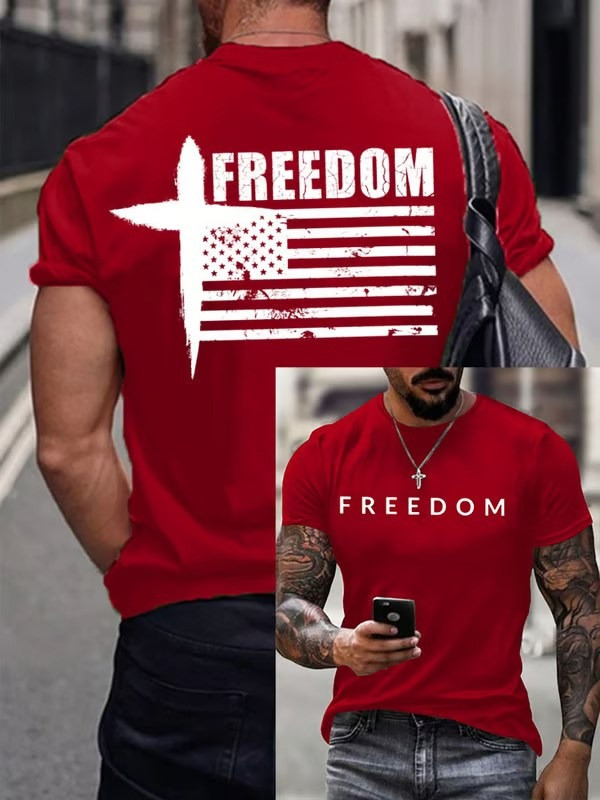 Red Freedom Charlie Kirk T-Shirt USA Flag Shirt Gifts For Trump Supporters Red Freedom Charlie Kirk T-Shirt USA Flag Shirt Gifts For Trump Supporters