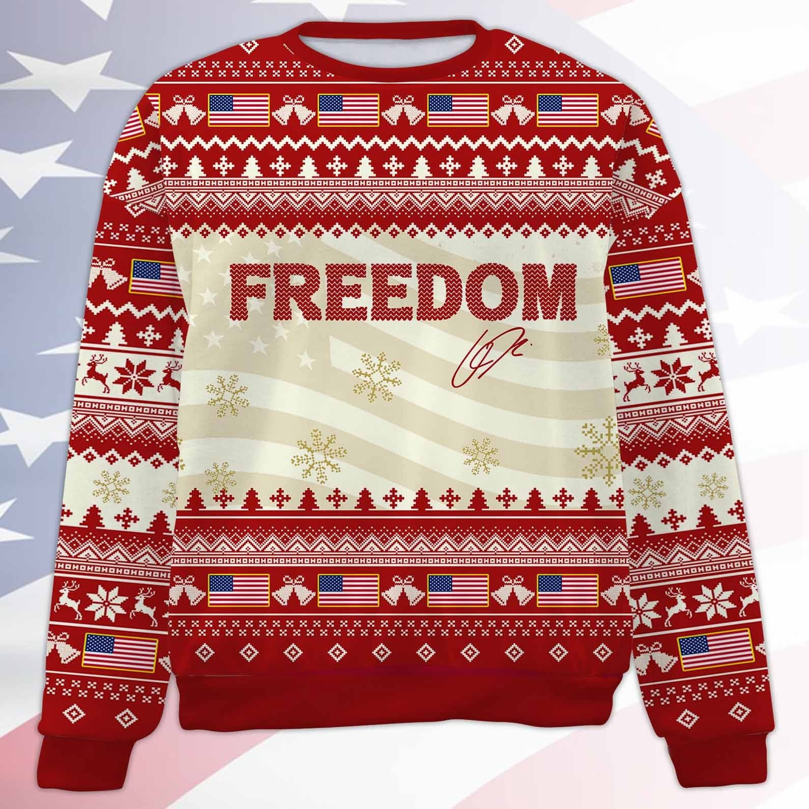 Red Freedom Charlie Kirk Ugly Sweater Christmas Clothes Gifts For MAGA Supporters Red Freedom Charlie Kirk Ugly Sweater Christmas Clothes Gifts For MAGA Supporters