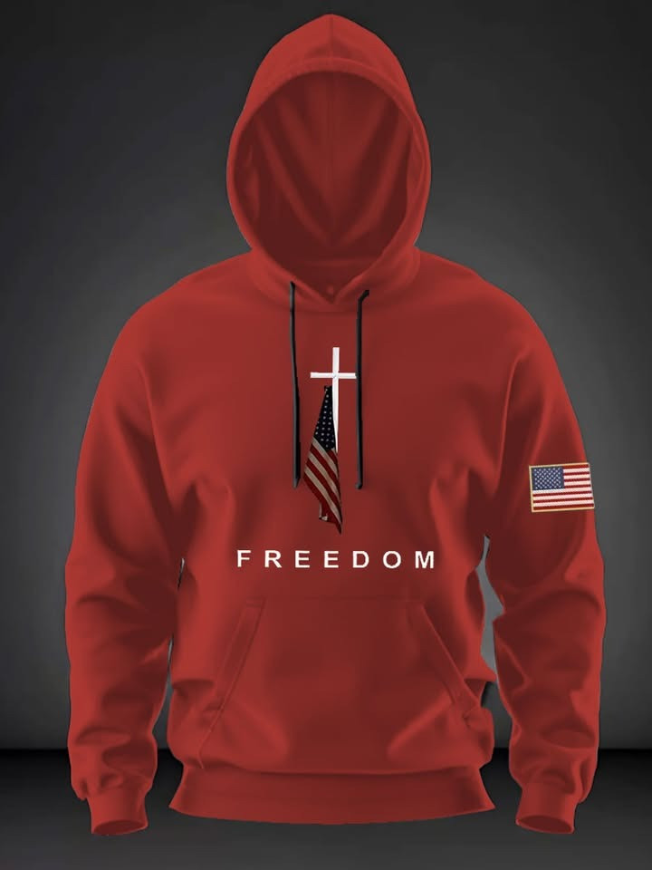 Red Freedom Hoodie Charlie Kirk Clothing Patriotic Gifts For Brother Red Freedom Hoodie Charlie Kirk Clothing Patriotic Gifts For Brother