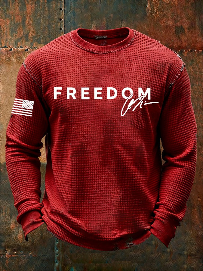 Red Freedom Long Sleeve Shirt Charlie Kirk Signed Clothing Patriotic Gifts For Brother