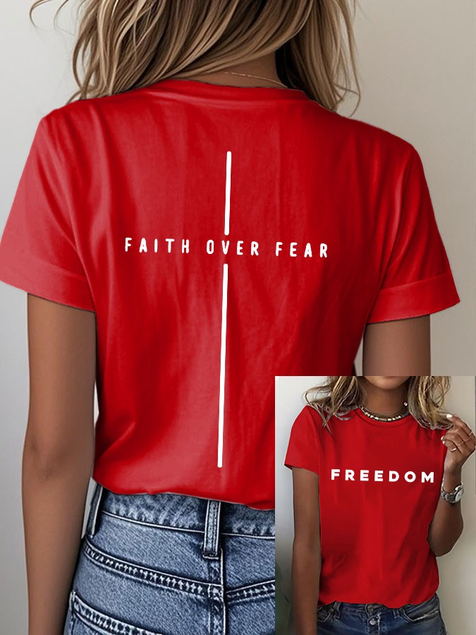 Red Freedom Shirt Charlie Kirk Faith Over Fear Shirt Patriotic Gifts For Her Red Freedom Shirt Charlie Kirk Faith Over Fear Shirt Patriotic Gifts For Her