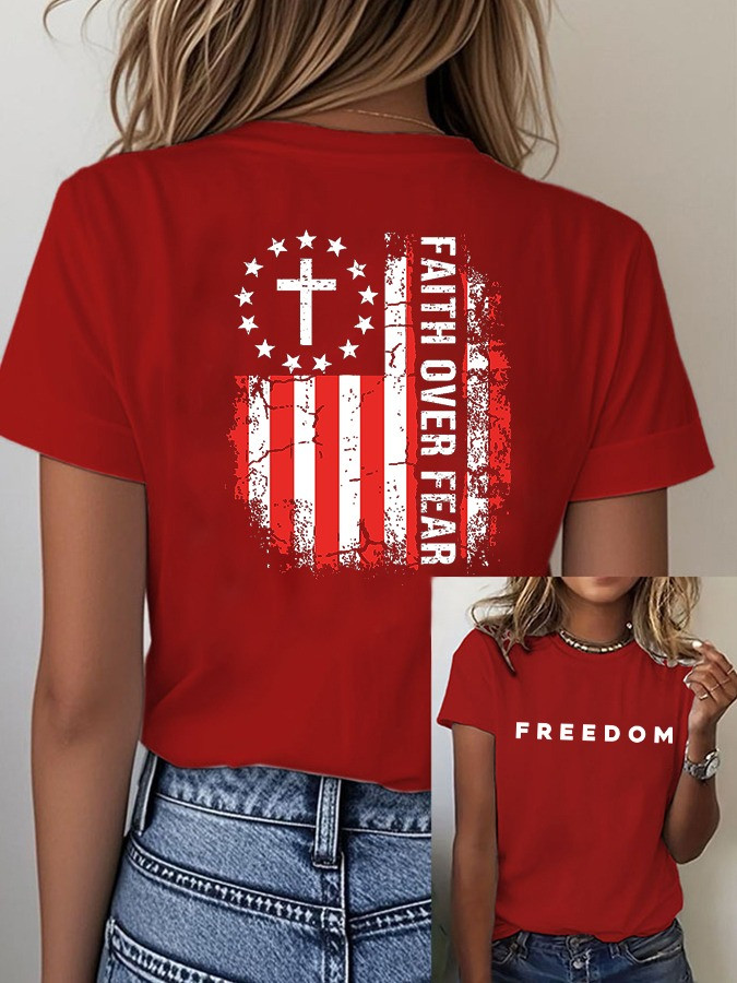 Red Freedom Shirt Charlie Kirk Faith Over Fear T-Shirt Patriotic Gifts For Women Red Freedom Shirt Charlie Kirk Faith Over Fear T-Shirt Patriotic Gifts For Women