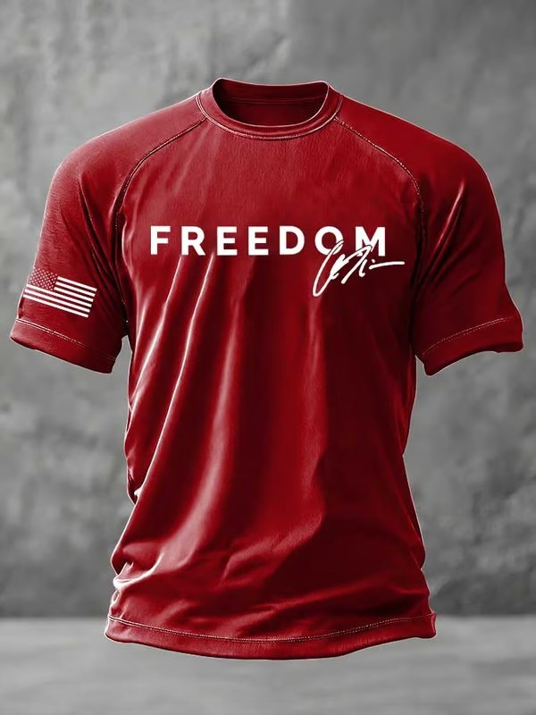 Red Freedom Shirt Charlie Kirk Signed Apparel Gifts For Trump Supporters Red Freedom Shirt Charlie Kirk Signed Apparel Gifts For Trump Supporters