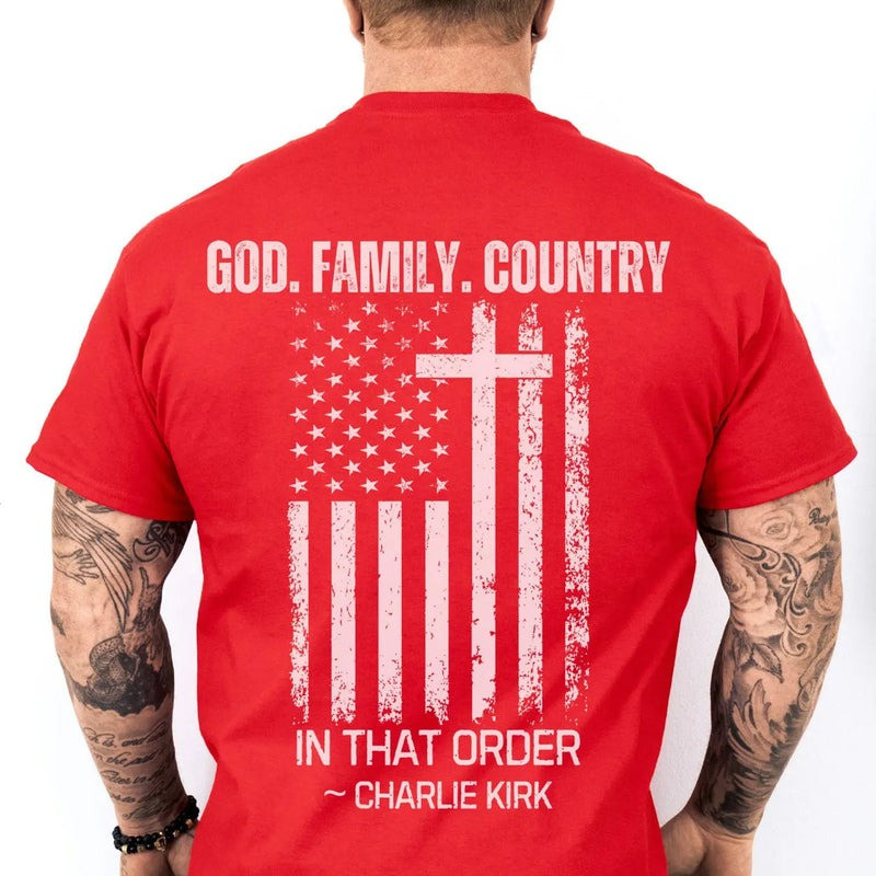 Red Freedom Shirt Charlie Kirk TPUSA Merch God Family Country In That Order Charlie Kirk Shirt Red Freedom Shirt Charlie Kirk TPUSA Merch God Family Country In That Order Charlie Kirk Shirt
