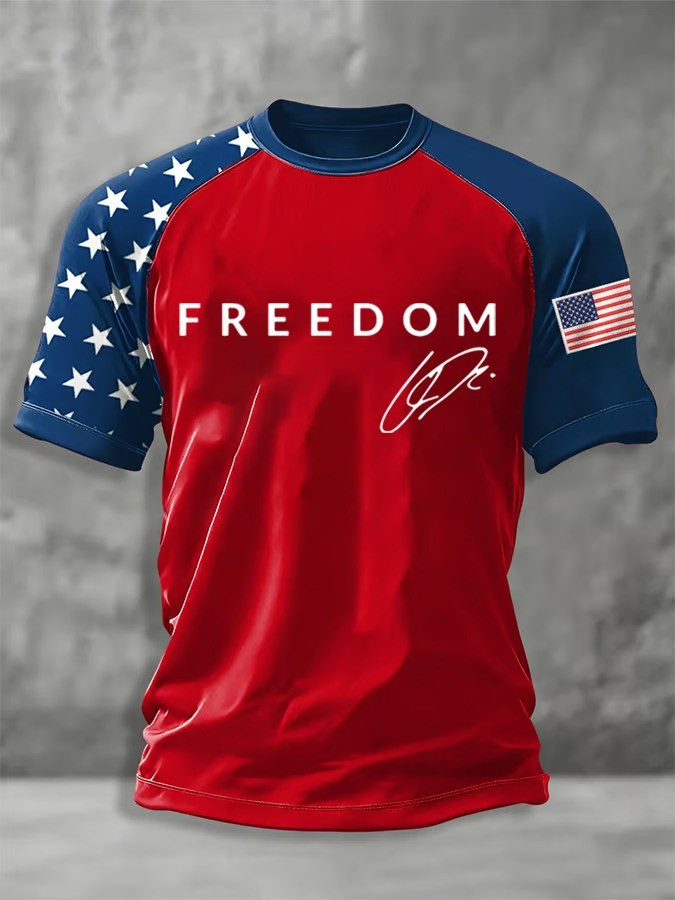 Red Freedom Shirt Charlie Kirk USA Flag T-Shirt Patriotic Gifts For Dad