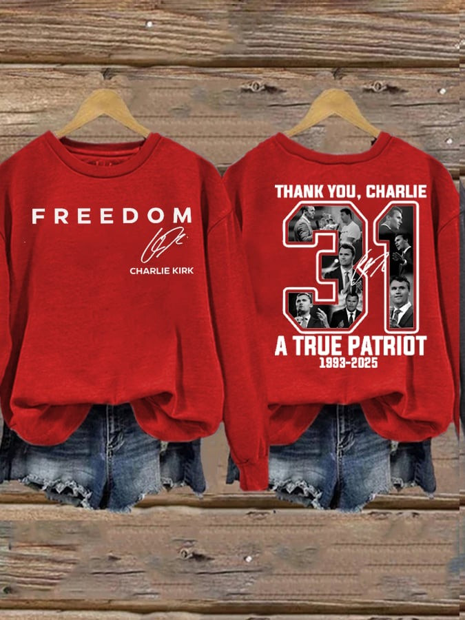 Red Freedom Sweatshirt Charlie Kirk Sweatshirt TPUSA Merch Thank You Charlie 31 Apparel Red Freedom Sweatshirt Charlie Kirk Sweatshirt TPUSA Merch Thank You Charlie 31 Apparel