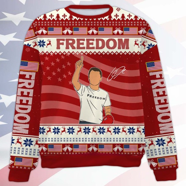 Red Freedom Ugly Sweater Charlie Kirk Shooter Christmas Sweater Xmas Gifts For Trump Fans Red Freedom Ugly Sweater Charlie Kirk Shooter Christmas Sweater Xmas Gifts For Trump Fans