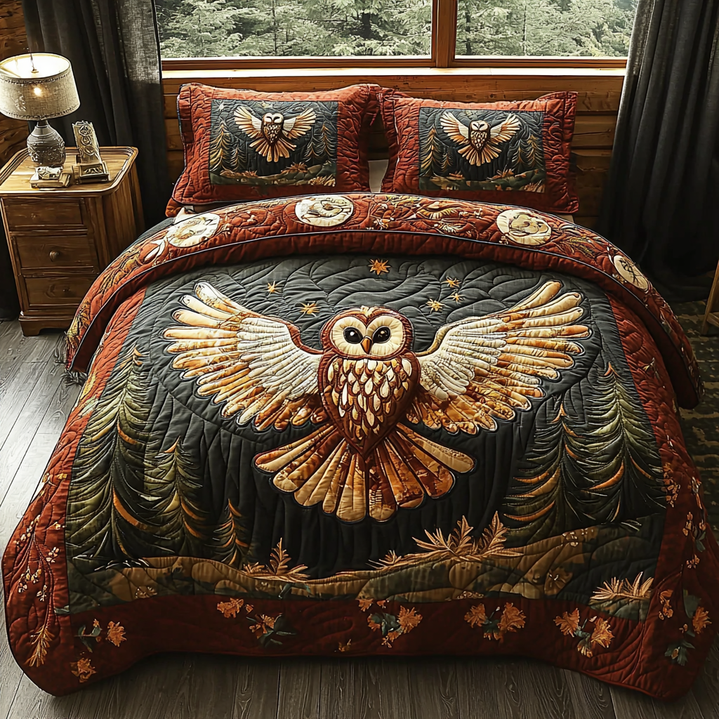 Red Owl Quilted Bedding Set Duvet Cover Merch Owl Themed Christmas Gifts Red Owl Quilted Bedding Set Duvet Cover Merch Owl Themed Christmas Gifts